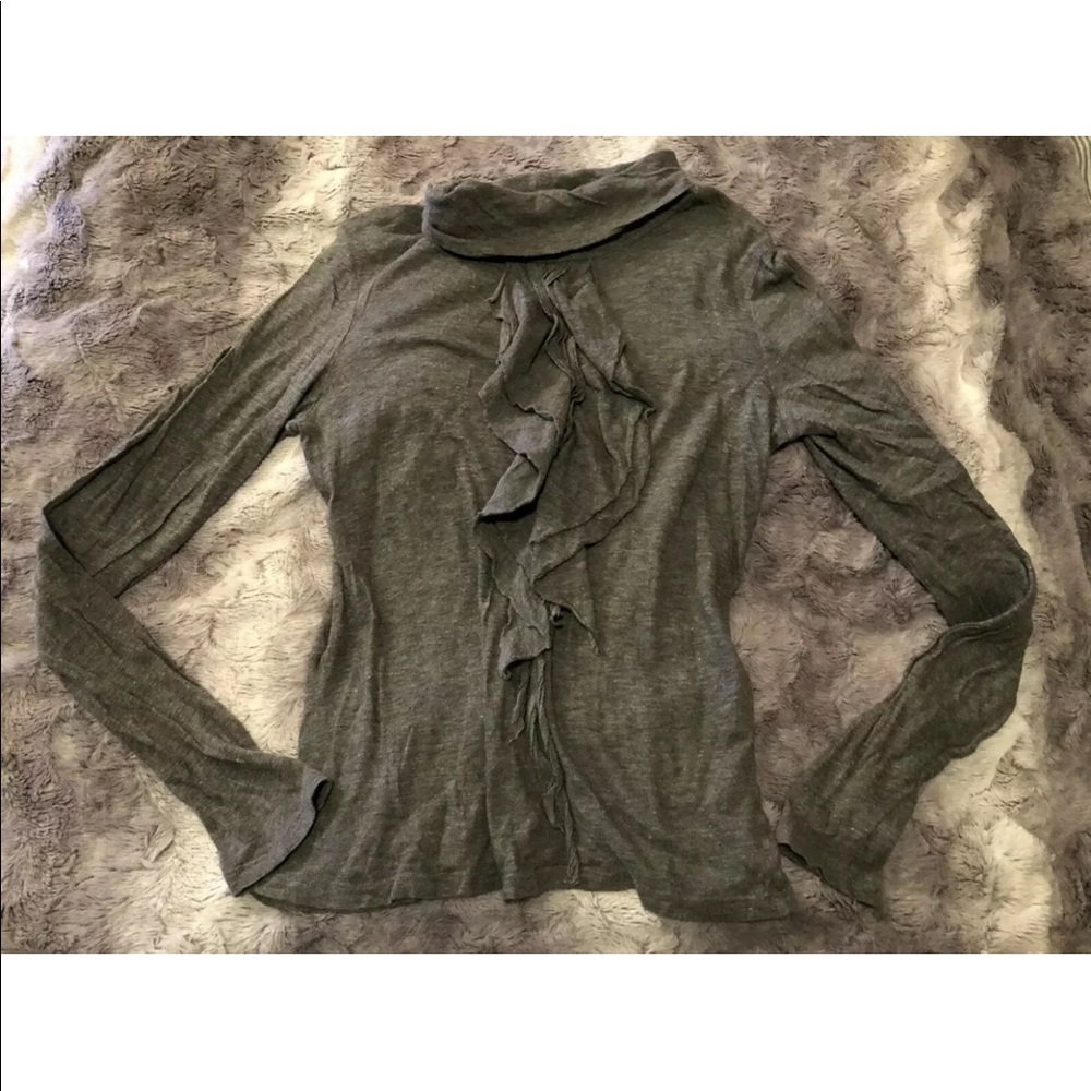 Theory Gray Turtleneck Long Sleeve Shirt Sz Medium